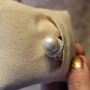 Sterling Silver large pearl ring